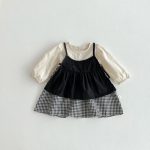 【66-120cm】ロンパースorワンピース ベビー キャミ格子柄 - 画像 (5)