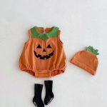 【66-90cm】ロンパース&帽子 かぼちゃ ベビー服 可愛い ハロウィン - 画像 (3)