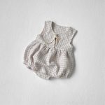 【66-100cm】ロンパースorワンピース ベビー ノースリーブ チェック - 画像 (3)