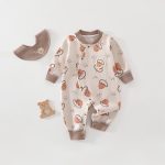 【52-66cm】ロンパース ベビー 松ぼっくり柄 シンプル - 画像 (7)