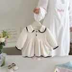 【66-90cm】ロンパース ベビー 丸襟 バイアス処理 - 画像 (6)
