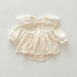 【66-90cm】ロンパース ベビー レース 花刺繡 - 画像 (9)