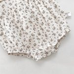 【66-90cm】長袖ロンパース ベビー 小花柄 襟付き - 画像 (5)