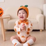 【66-90cm】ロンパース&帽子 可愛い かぼちゃ プリント ハロウィン - 画像 (2)