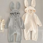 【66-100cm】ロンパース ベビー くま耳フード付き シンプル - 画像 (5)