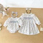 【66-130cm】ロンパースorワンピース ベビー 姉妹服 フラワー柄 - 画像 (13)