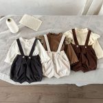 【66-100cm】サロペット ロンパース ベビー コーデュロイ 男女兼用 - 画像 (3)