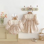 【66-130cm】ロンパースorワンピース 女の子 姉妹服 フラワー柄 - 画像 (3)