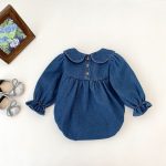 【66-90cm】ロンパース ベビー デニム 蝶結び付き - 画像 (10)