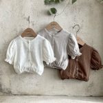 【66-100cm】トップス ベビー ハート 透かし編み パフスリーブ - 画像 (7)