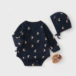 【52-80cm】ロンパース＆帽子 ベビー 月柄 シンプル - 画像 (4)
