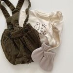 【66-90cm】サロペット風ショートパンツ コーデュロイ ベビー コットン - 画像 (5)