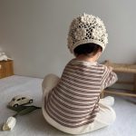【66-90cm】ロンパース ベビー ハーフボーダー ファッション - 画像 (5)