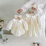 【66-130cm】ロンパースorワンピース 女の子 姉妹服 フランス風 レース - 画像 (4)