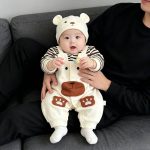 【66-90cm】ロンパース ベビー レイヤード クマ長袖 - 画像 (3)