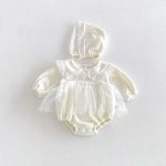 【66-90cm】ロンパース&帽子 ベビー 暖かい レース - 画像 (4)
