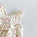 【66-90cm】ロンパース ベビー リボン フラワー プリント - 画像 (7)