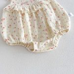 【66-90cm】ロンパース ベビー リボン フラワー プリント - 画像 (9)