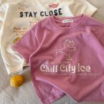 【90-140cm】半袖Tシャツ 女の子 プリント ラウンドネック カジュアル - 画像 (3)