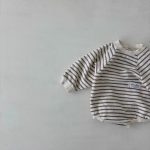 【66-90cm】ロンパース ベビー 韓国風 ボーダー柄 - 画像 (5)