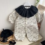 【66-90cm】オールインワン ベビー フリル襟 ドット - 画像 (4)
