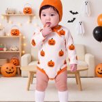 【66-90cm】ロンパース&帽子 可愛い かぼちゃ プリント ハロウィン - 画像 (7)