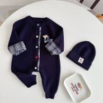【66-90cm】ロンパース&帽子 ベビー ペットロゴ 暖かい - 画像 (5)