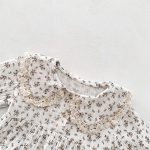 【66-90cm】長袖ロンパース ベビー 小花柄 襟付き - 画像 (4)