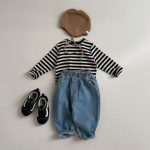【73-100cm】Tシャツ ボーダー ニット クルーネック 男女兼用 ベビー キッズ - 画像 (4)