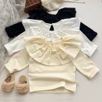 【73-100cm】長袖トップス ベビー服 女の子 ビッグフリル襟