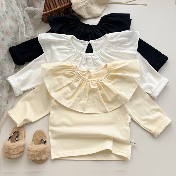 【73-100cm】長袖トップス ベビー服 女の子 ビッグフリル襟