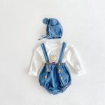 【66-90cm】サロペロンパース&クマ耳帽子 ベビー デニム かわいい - 画像 (6)