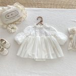 【66-90cm】ロンパース ベビー プリンセス風 パフスリープ - 画像 (5)