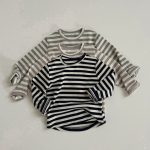 【73-100cm】Tシャツ ボーダー ニット クルーネック 男女兼用 ベビー キッズ - 画像 (2)