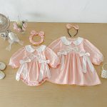 【66-130cm】ロンパースorワンピース 女の子 姉妹服 蝶結び付き かわいい - 画像 (14)