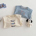 【73-120cm】長袖Tシャツ キッズ 犬柄 ワッペン ゆったり - 画像 (11)