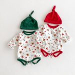 【66-90cm】ロンパース ベビー クリスマス柄 長袖 3点セット - 画像 (7)