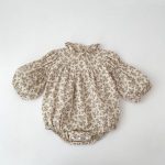 【66-130cm】ロンパースorワンピース ベビー フラワー パフスリーブ - 画像 (8)