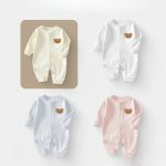 【66-90cm】ロンパース ベビー服 肌に優しい クマ柄リブ - 画像 (9)