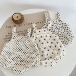 【66-90cm】ロンパース ベビー リブプリント サロペット - 画像 (3)