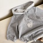 【66-90cm】ロンパース ベビー レース フード付き スウェット風 - 画像 (7)