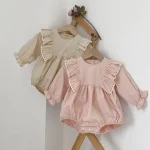 【66-90cm】ロンパース ベビー 肩フリル襟 ノーカラー - 画像 (14)
