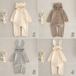 【66-100cm】ロンパース ベビー くま耳フード付き シンプル - 画像 (18)