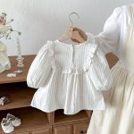 【73-110cm】ワンピース 女の子 ストライプ クマ柄 - 画像 (7)