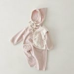 【66-90cm】ロンパース&帽子 細ボーダー 2つボタン ポケット付き 新生児 ベビー - 画像 (4)