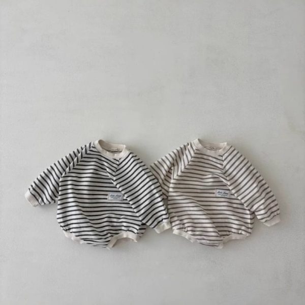 【66-90cm】ロンパース ベビー 韓国風 ボーダー柄