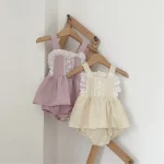 【66-90cm】ロンパース ベビー 韓国風 レース フリル - 画像 (4)