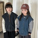 【80-130cm】ベスト キッズ デニム 森ガール風 ノースリーブ - 画像 (3)