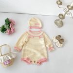 【66-90cm】ロンパース ベビー 蝶結び付き ニット - 画像 (3)