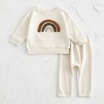 【73-100cm】セットアップ ベビー 字母刺繍 長袖トレーナー - 画像 (14)